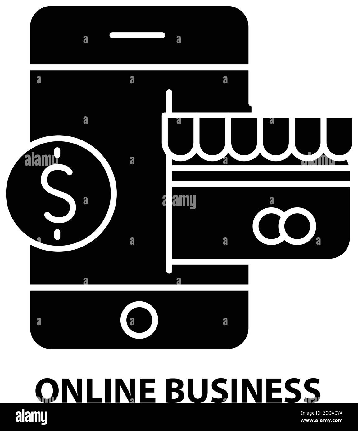 icona business online, segno vettoriale nero con tratti modificabili, illustrazione concettuale Illustrazione Vettoriale