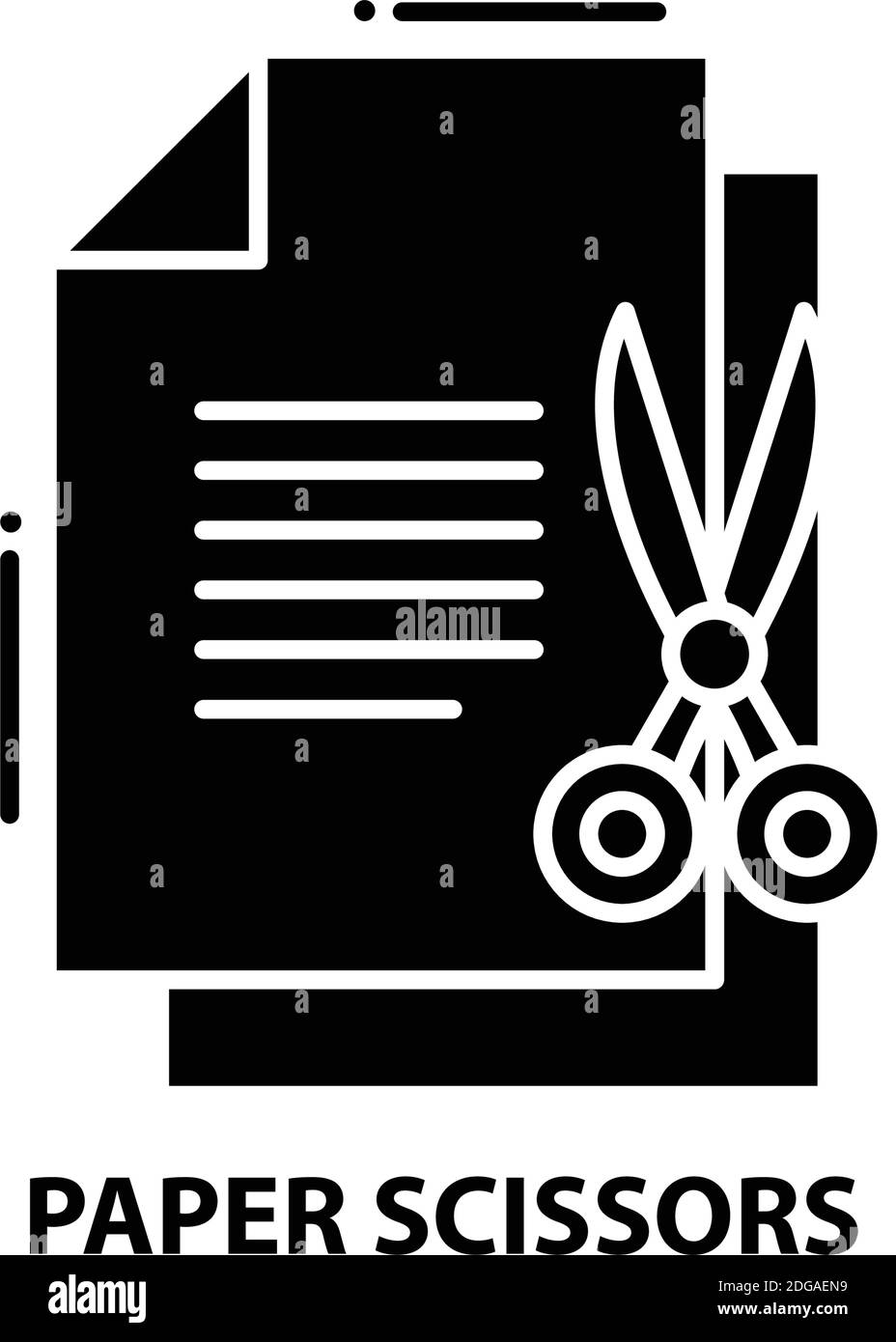 icona delle forbici per carta, segno vettoriale nero con tratti modificabili, illustrazione del concetto Illustrazione Vettoriale