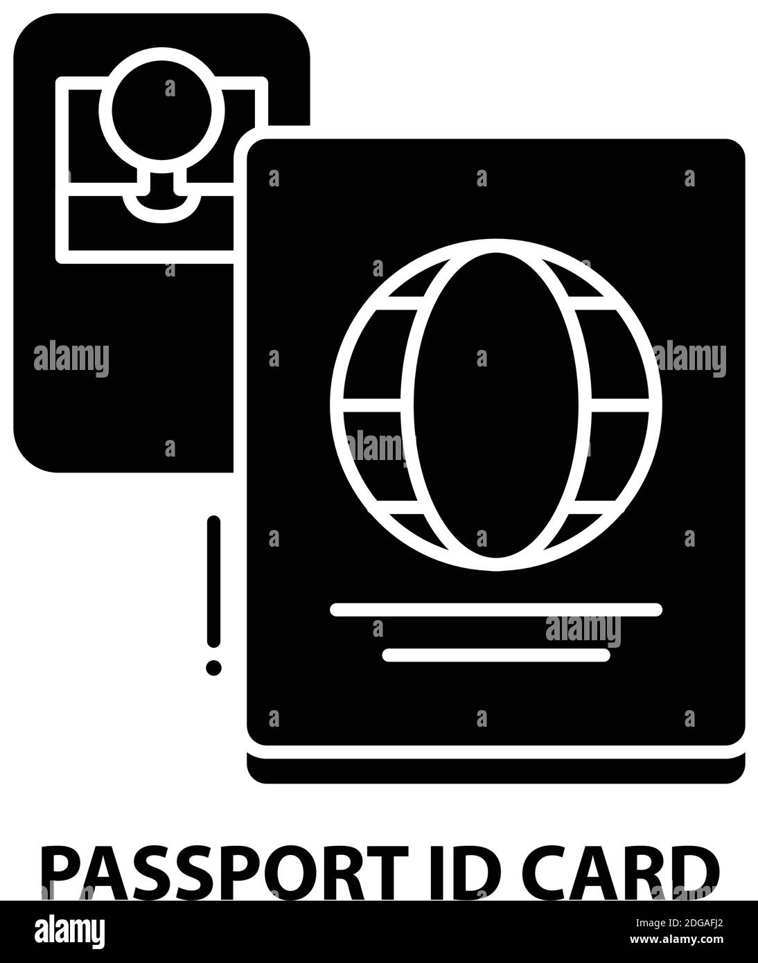 icona della carta d'identità del passaporto, segno vettoriale nero con tratti modificabili, illustrazione del concetto Illustrazione Vettoriale