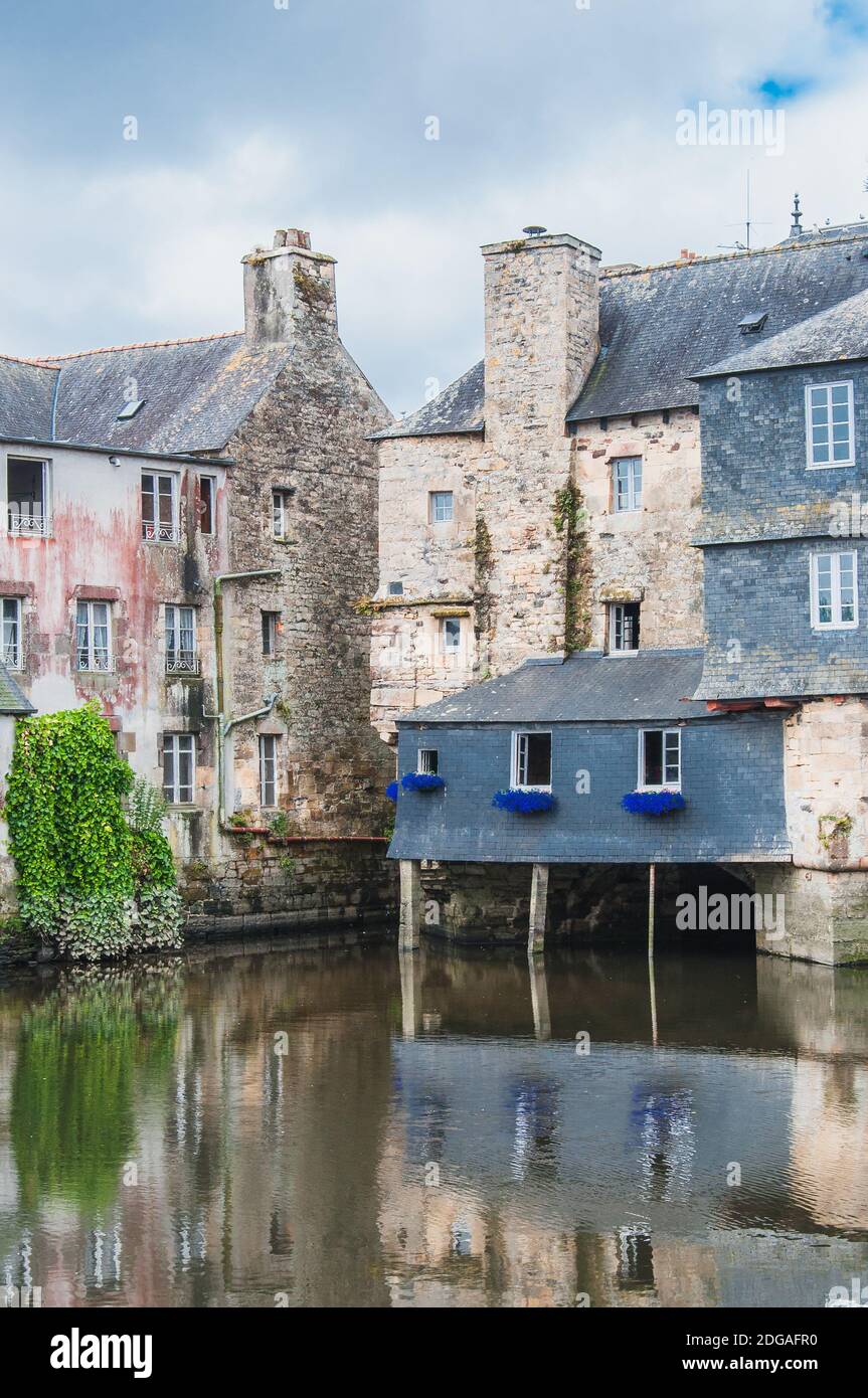 Ponte Rohan nel centro della città di Landerneau in FinistÃ¨re Foto Stock