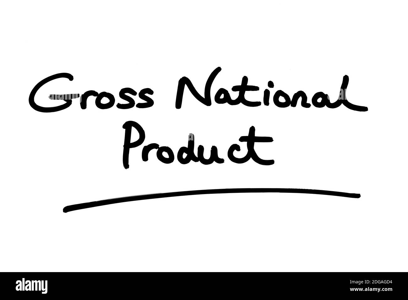 Prodotto nazionale lordo, scritto a mano su sfondo bianco. Foto Stock