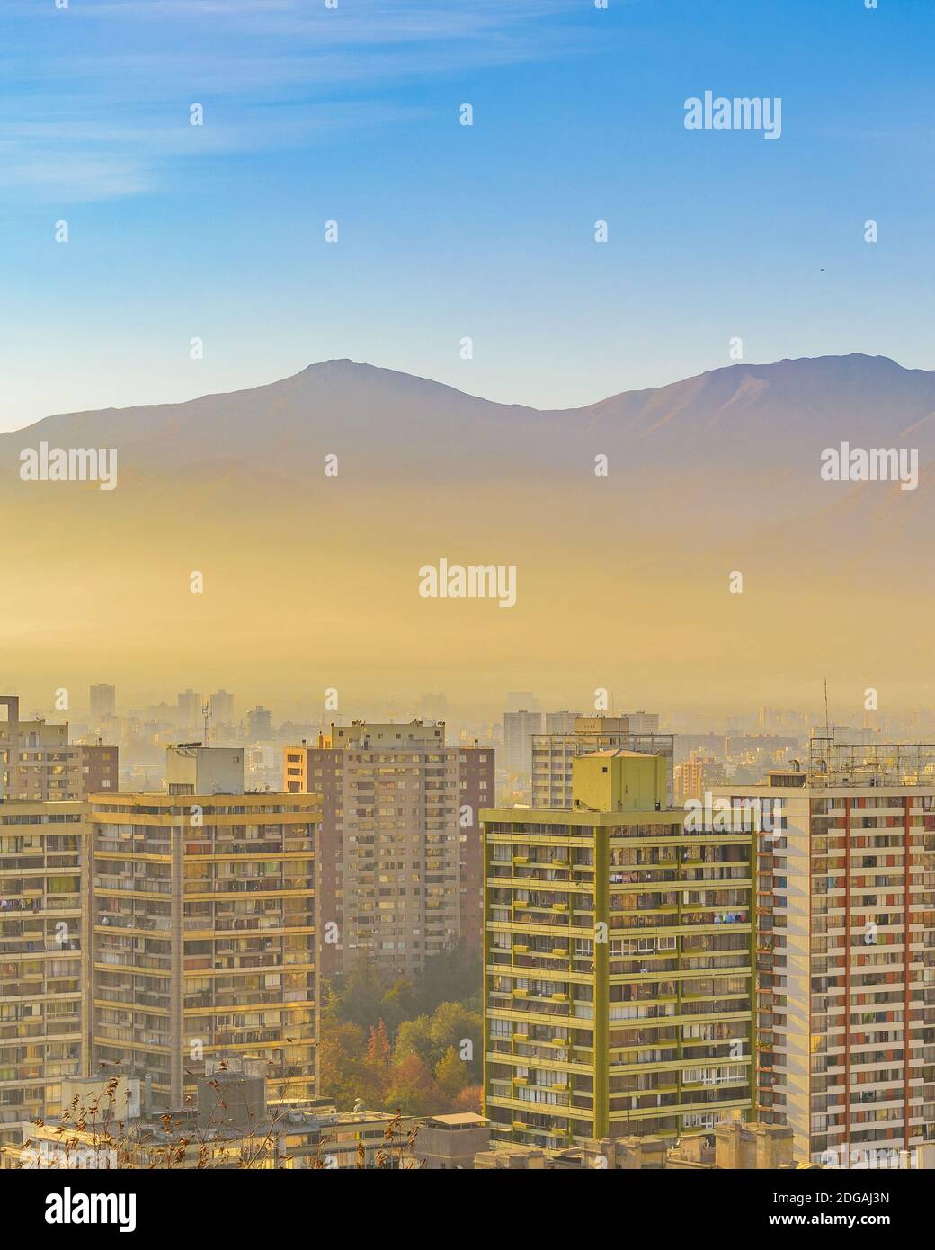 Paesaggio urbano aereo, Santiago del Cile Foto Stock