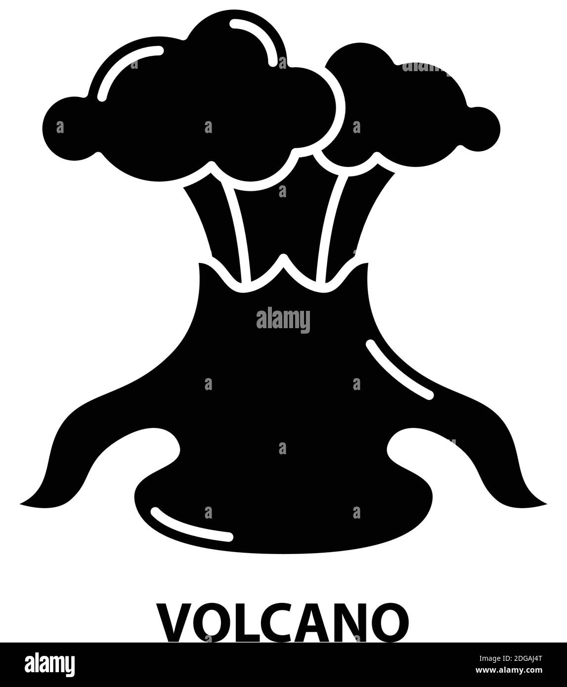 icona del vulcano, segno vettoriale nero con tratti modificabili, illustrazione del concetto Illustrazione Vettoriale