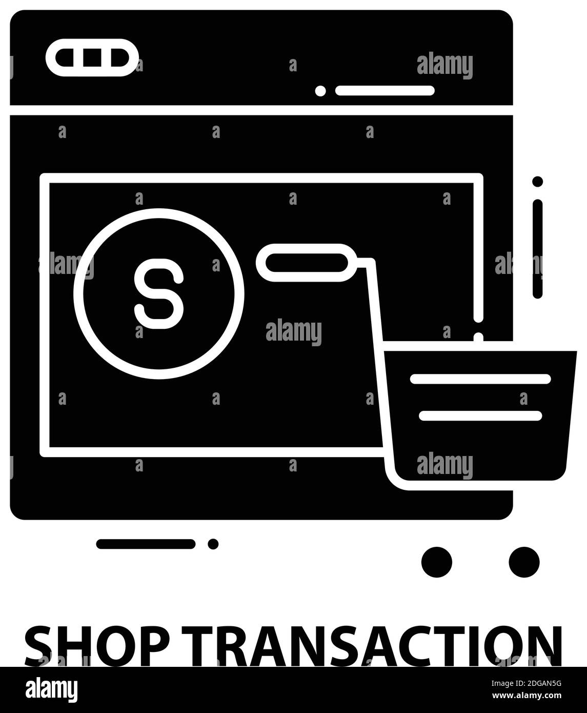 icona della transazione shop, segno vettoriale nero con tratti modificabili, illustrazione del concetto Illustrazione Vettoriale