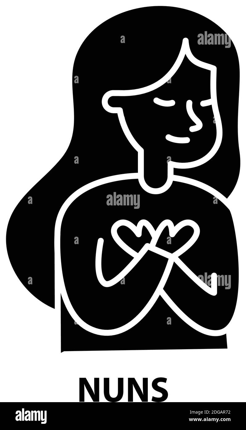 icona delle suore, segno vettoriale nero con tratti modificabili, illustrazione del concetto Illustrazione Vettoriale