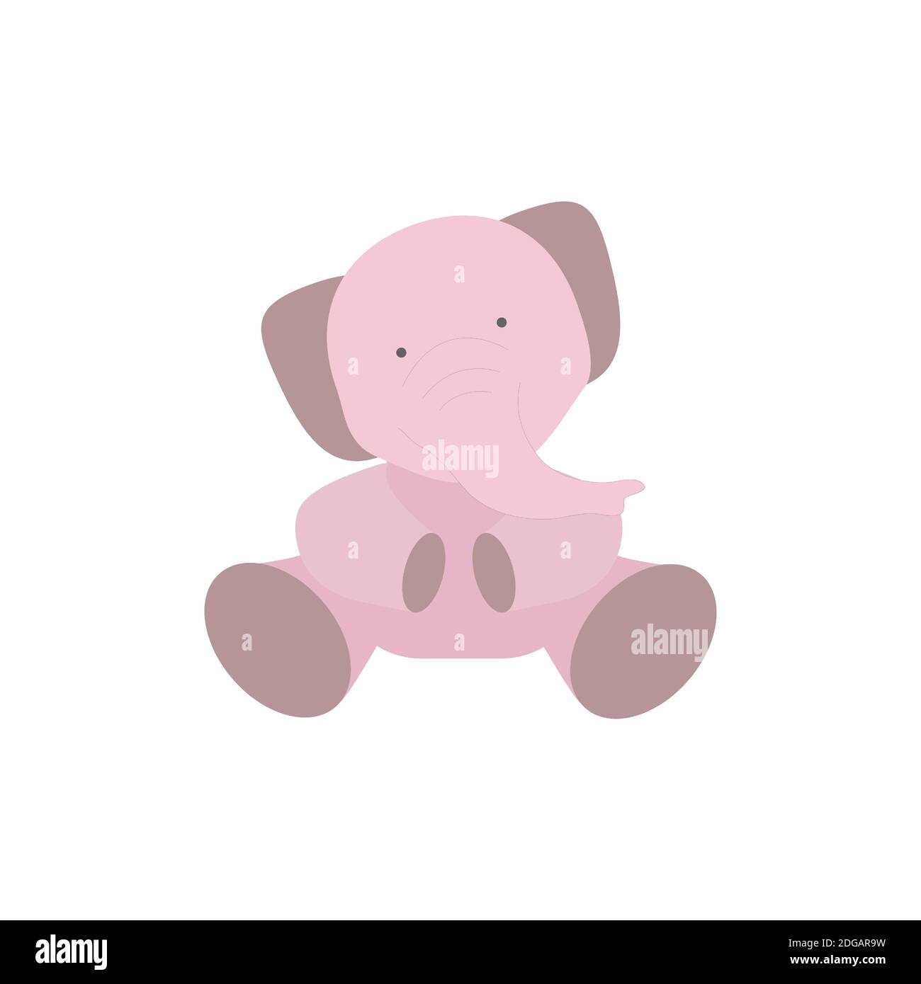 Il bambino elefante si siede sulle sue gambe posteriori e sorride. Vettore Illustrazione Vettoriale