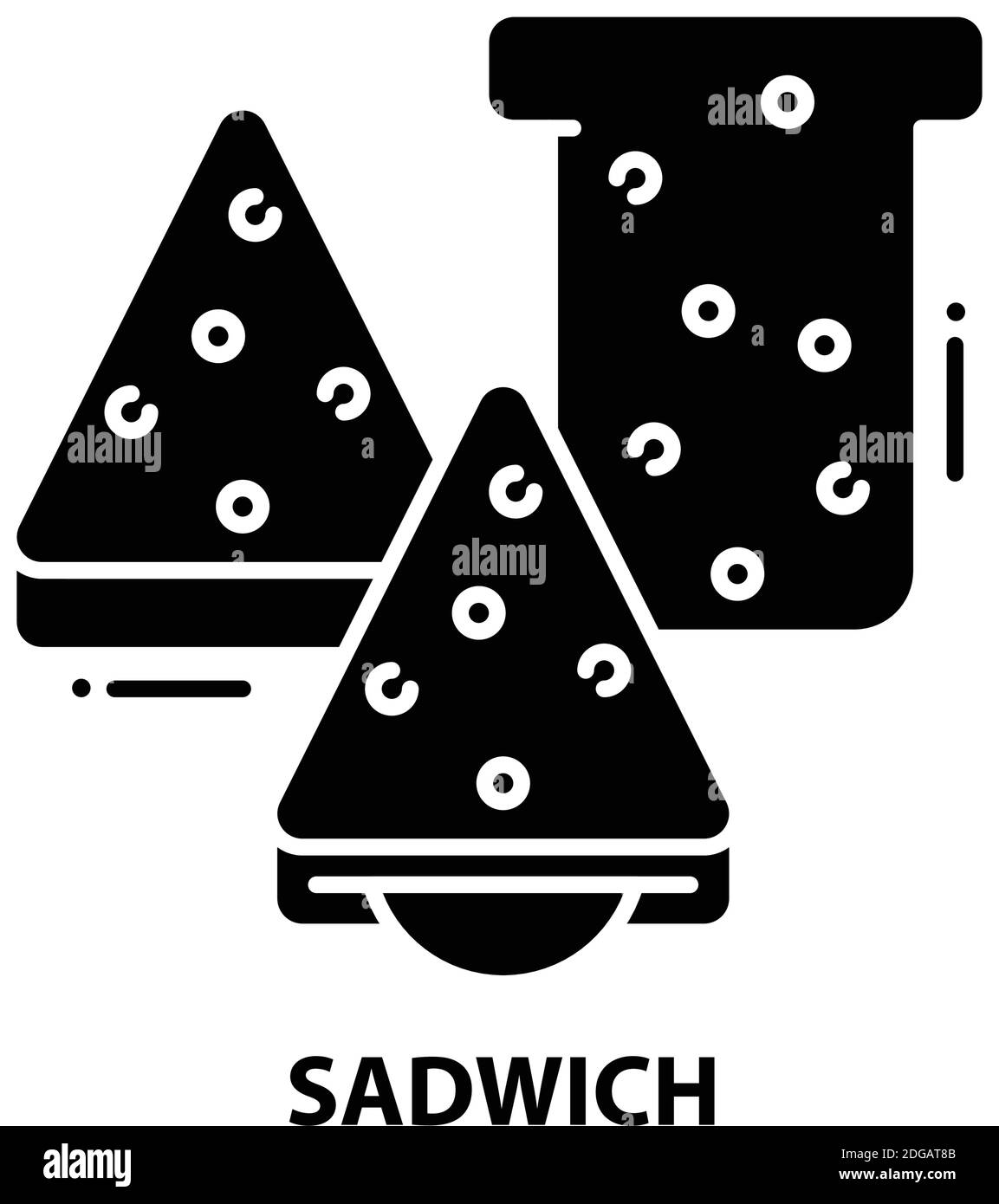 icona a forma di sadwich, segno vettoriale nero con tratti modificabili, illustrazione del concetto Illustrazione Vettoriale