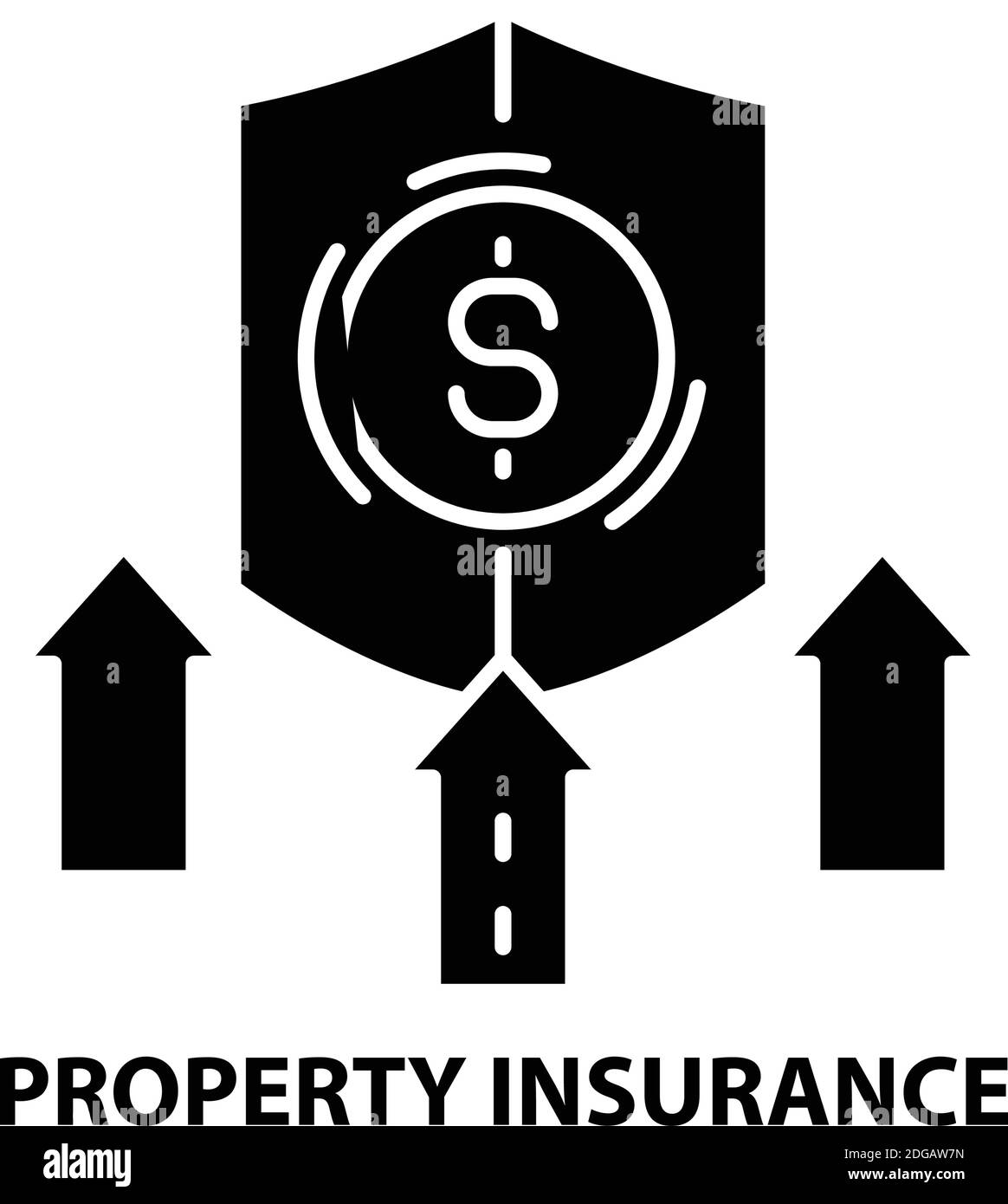 icona di assicurazione di proprietà, segno vettoriale nero con tratti modificabili, illustrazione del concetto Illustrazione Vettoriale