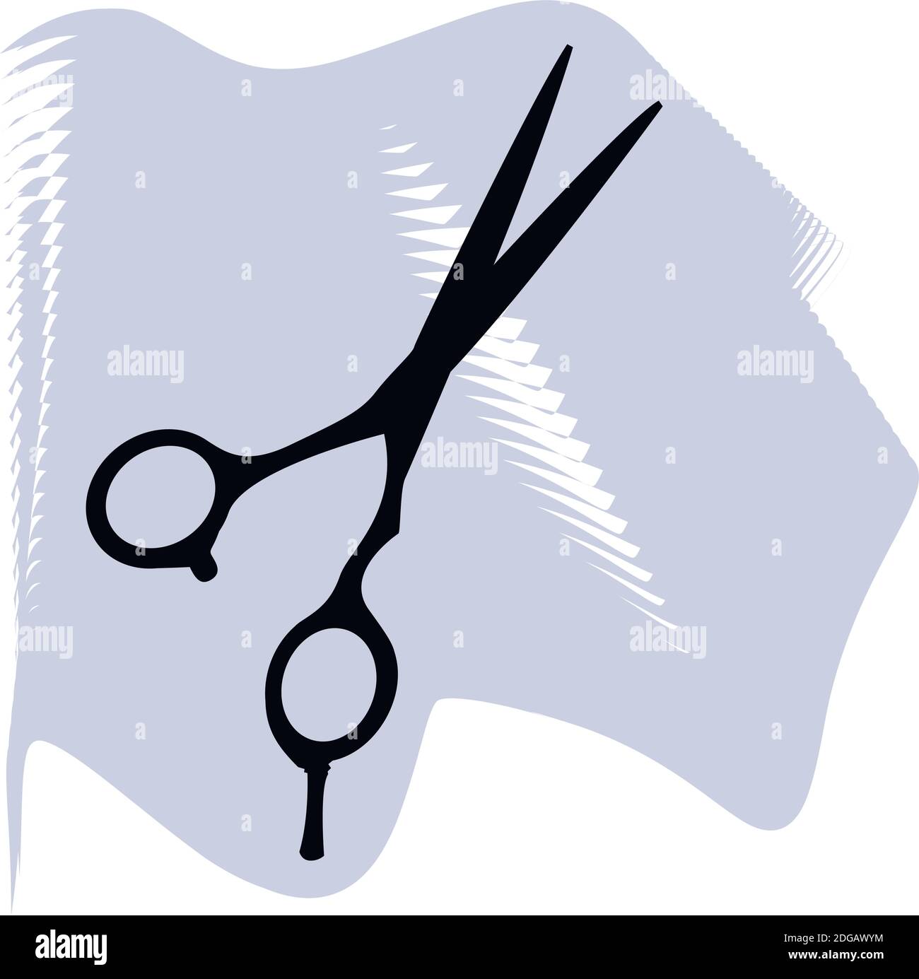 Forbici per capelli vettoriali, barbiere, salone, capelli, forbici nere su lilla spot icona di un set, isolato su sfondo bianco. EPS 10 Illustrazione Vettoriale