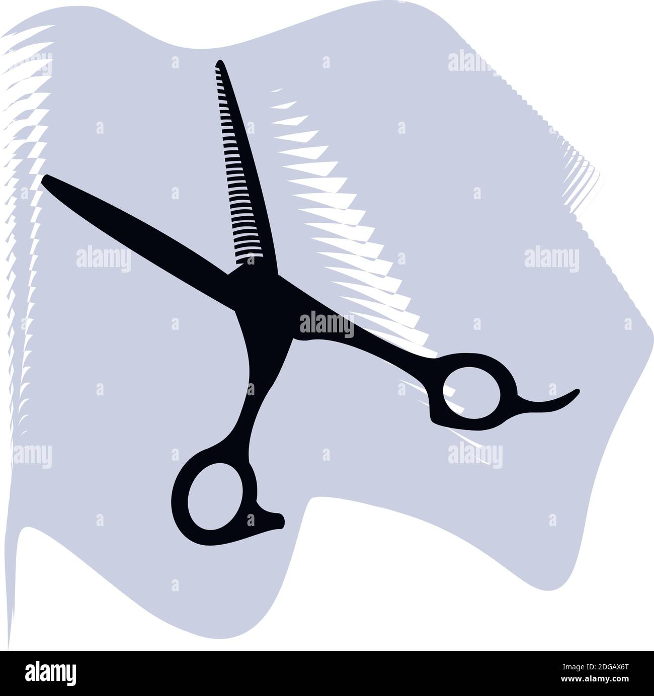 Forbici per capelli vettoriali, barbiere, salone, capelli, forbici nere su lilla spot icona di un set, isolato su sfondo bianco. EPS 10 Illustrazione Vettoriale