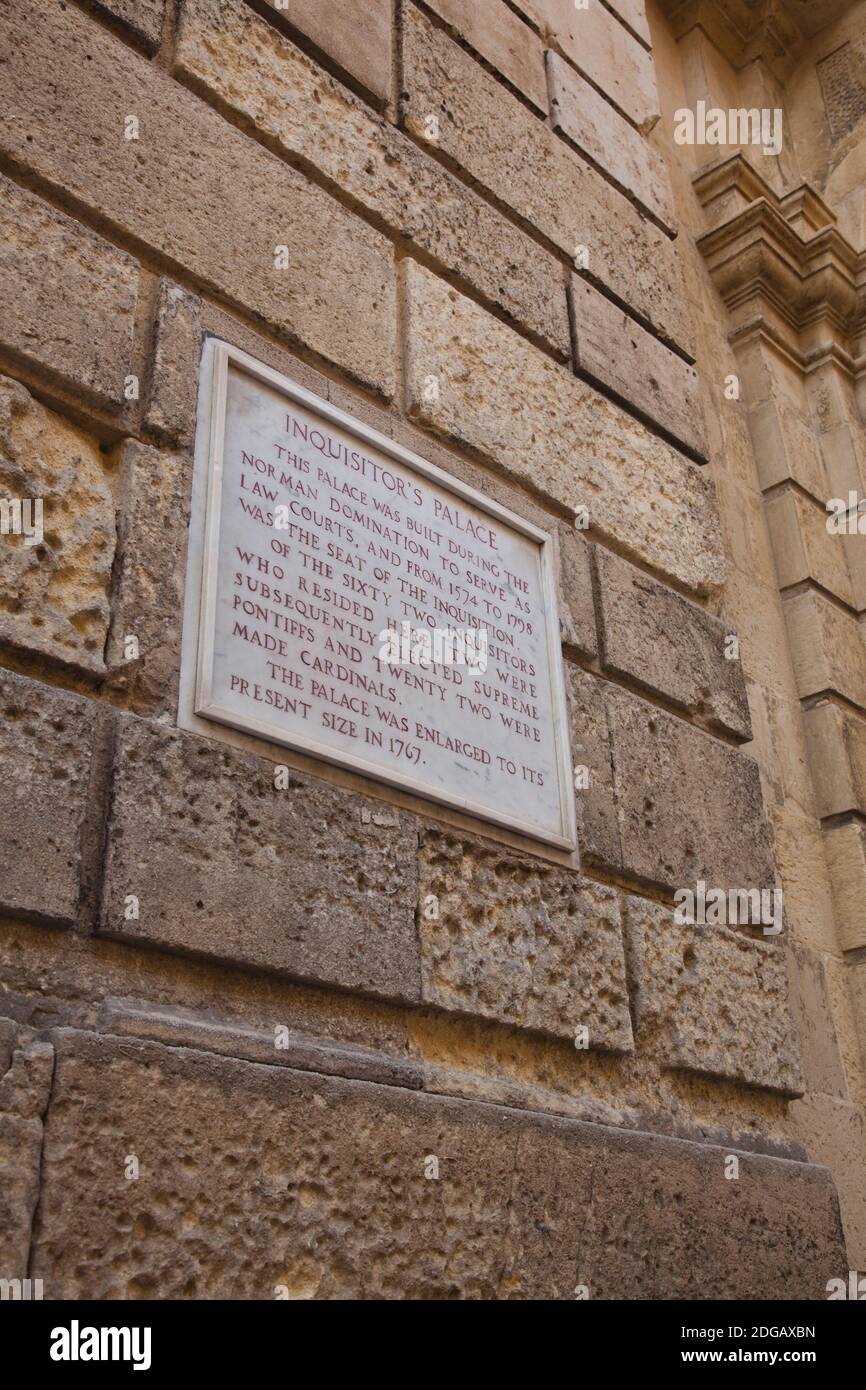 Tribunale e prigione utilizzati durante l'Inquisizione spagnola, Palazzo dell'Inquisitore, Vittoriosa, Valletta, Malta Foto Stock