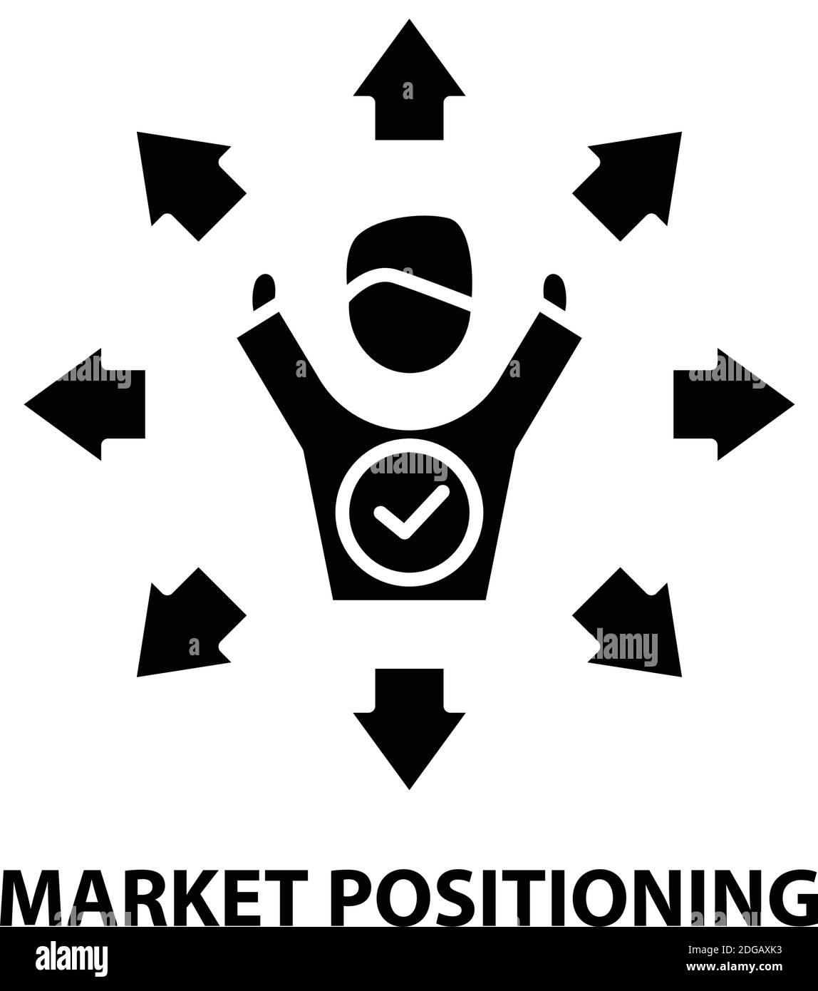 icona di posizionamento sul mercato, segno vettoriale nero con tratti modificabili, illustrazione del concetto Illustrazione Vettoriale