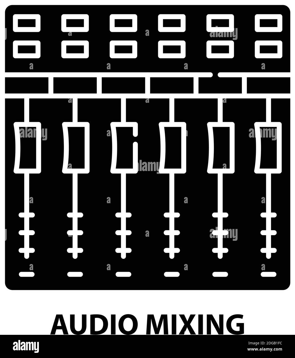 icona di missaggio audio, segno vettoriale nero con tratti modificabili, illustrazione del concetto Illustrazione Vettoriale