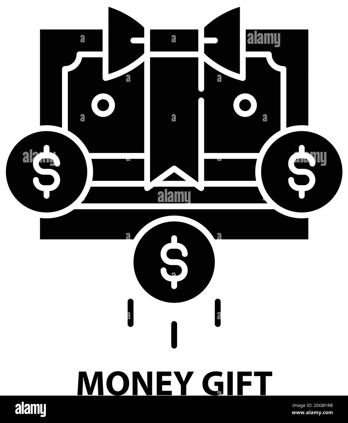 icona regalo denaro, segno vettoriale nero con tratti modificabili, illustrazione del concetto Illustrazione Vettoriale