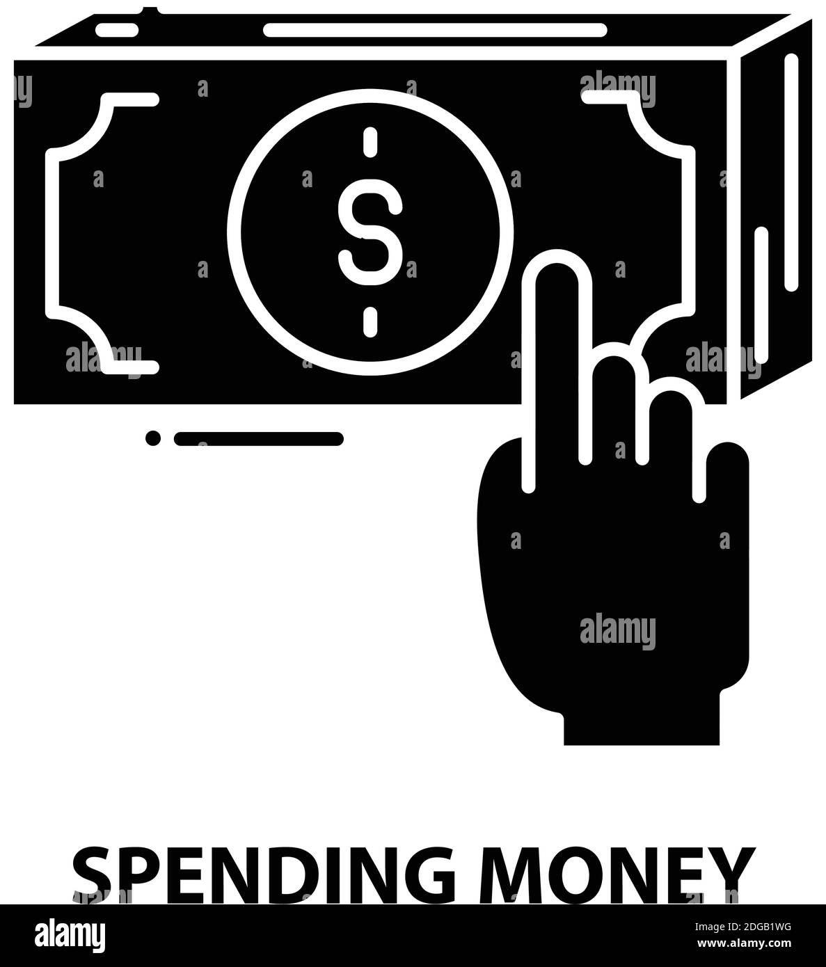 icona di spesa, segno vettoriale nero con tratti modificabili, illustrazione del concetto Illustrazione Vettoriale