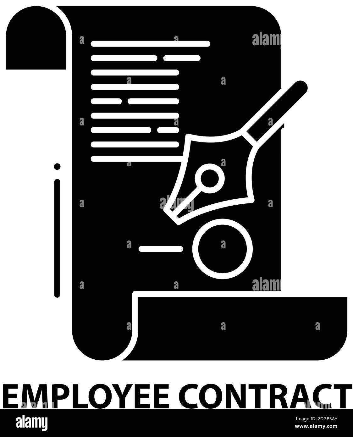 icona contratto dipendente, segno vettoriale nero con tratti modificabili, illustrazione del concetto Illustrazione Vettoriale