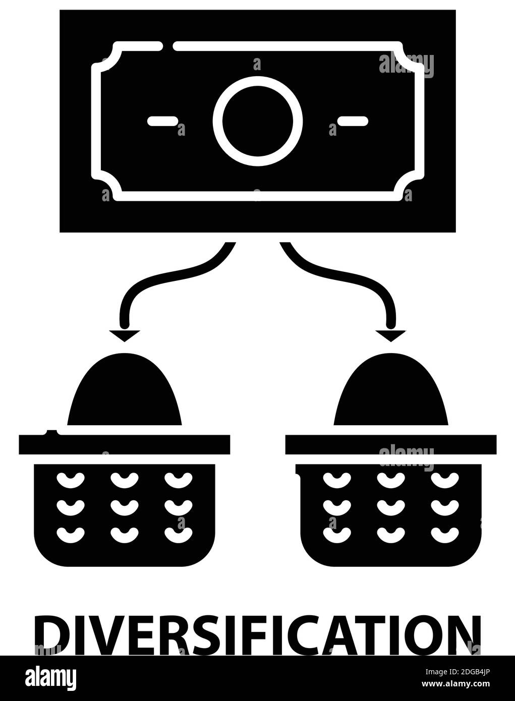 icona di diversificazione, segno vettoriale nero con tratti modificabili, illustrazione del concetto Illustrazione Vettoriale