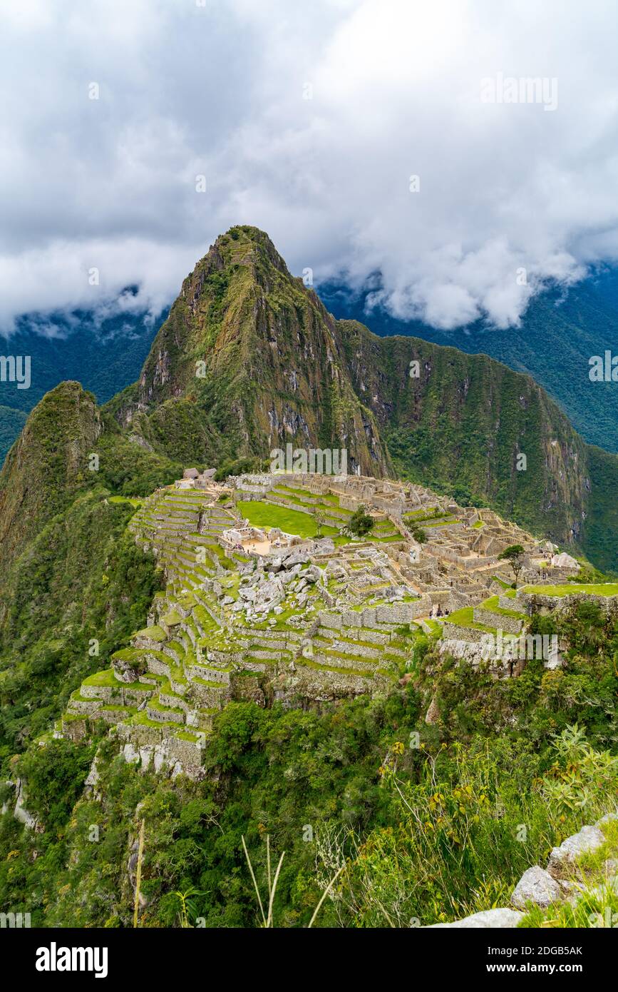 Machu Picchu, le rovine della città dell'impero inca nella regione di Cusco Foto Stock