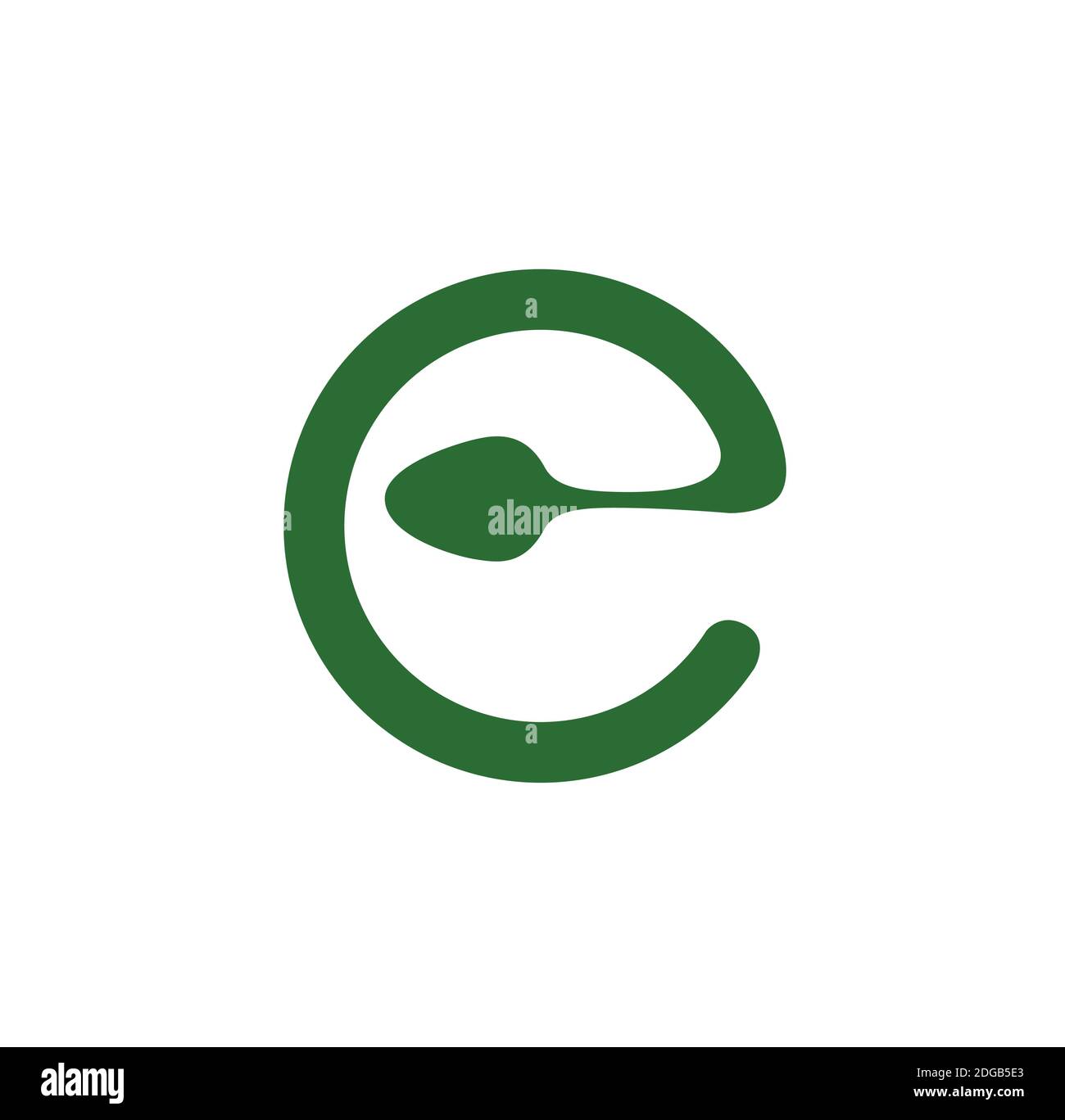 C verde con cucchiaio. Monogramma C. Illustrazione Vettoriale