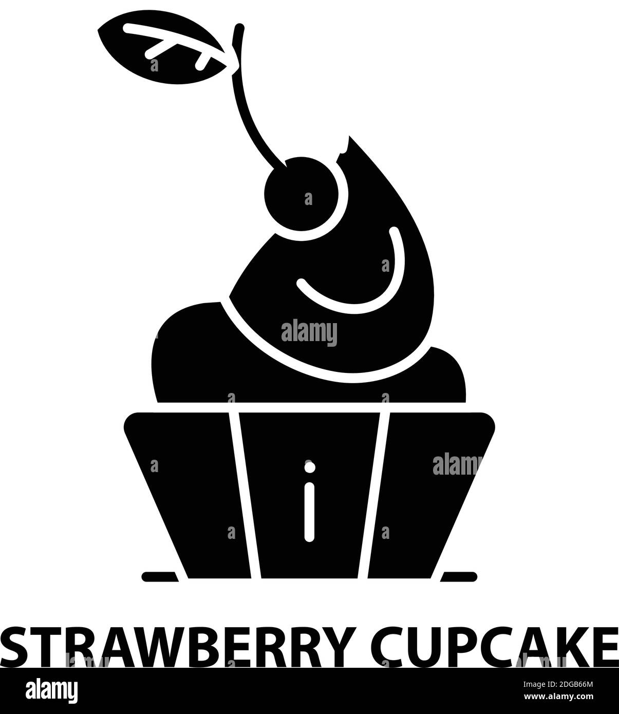 icona torta di fragole, segno vettoriale nero con tratti modificabili, illustrazione del concetto Illustrazione Vettoriale