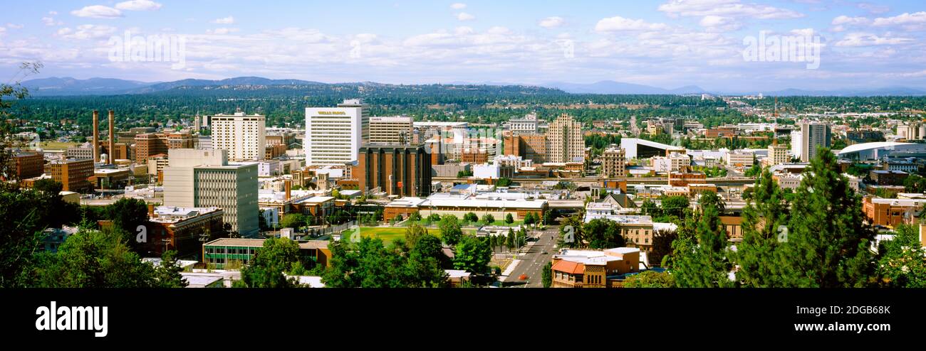 Vista ad alto angolo di una città, Spokane, Washington state, USA Foto Stock