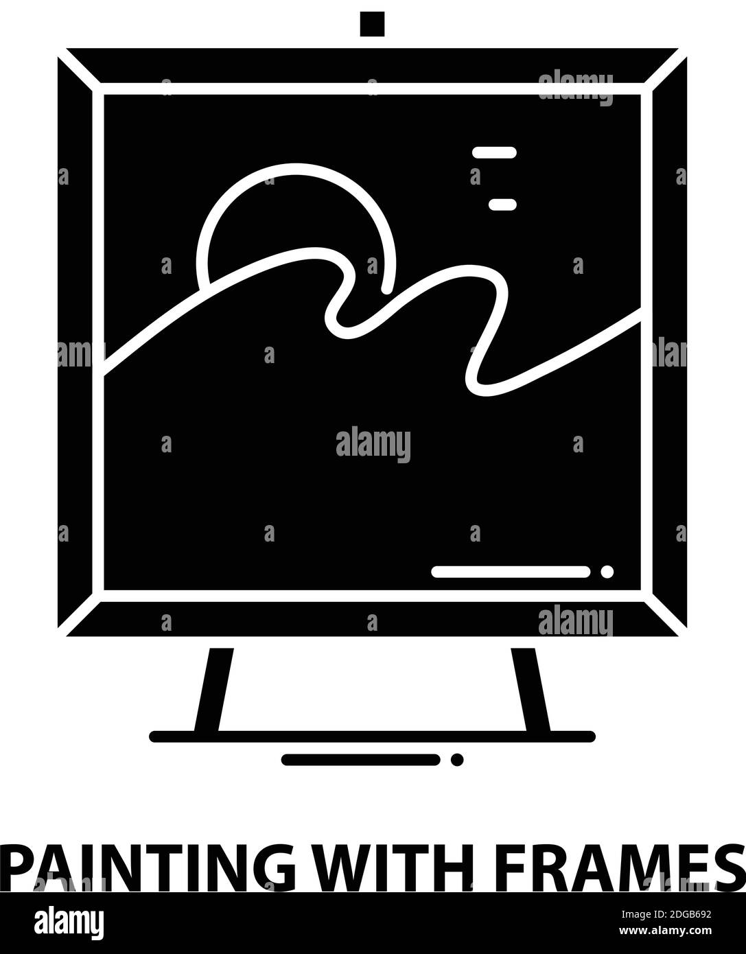 pittura con icona cornici, segno vettoriale nero con tratti modificabili, illustrazione concettuale Illustrazione Vettoriale