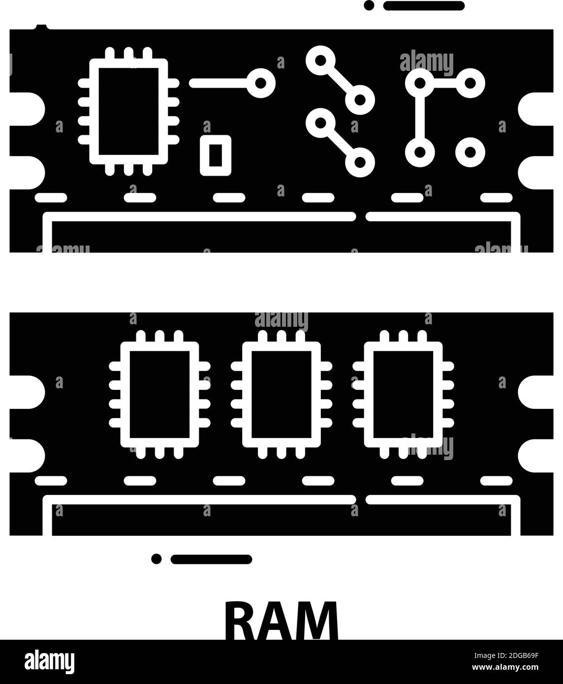 icona ram, segno vettoriale nero con tratti modificabili, illustrazione del concetto Illustrazione Vettoriale