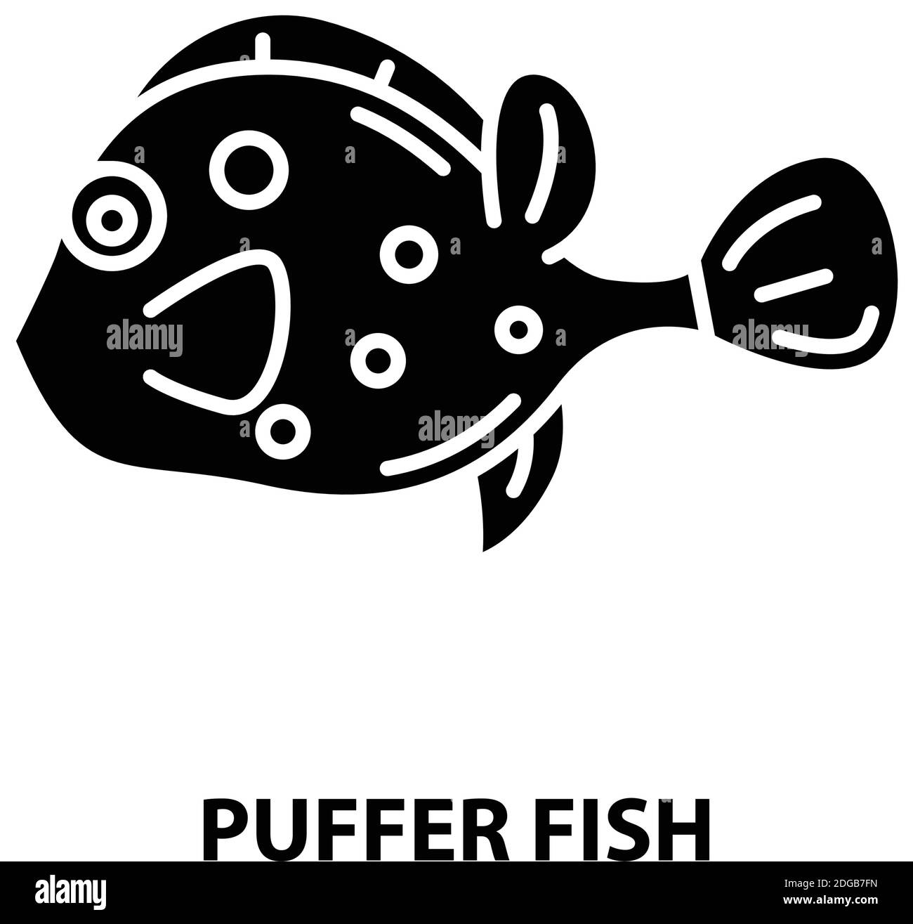 icona pesce puffer, segno vettoriale nero con tratti modificabili, illustrazione del concetto Illustrazione Vettoriale