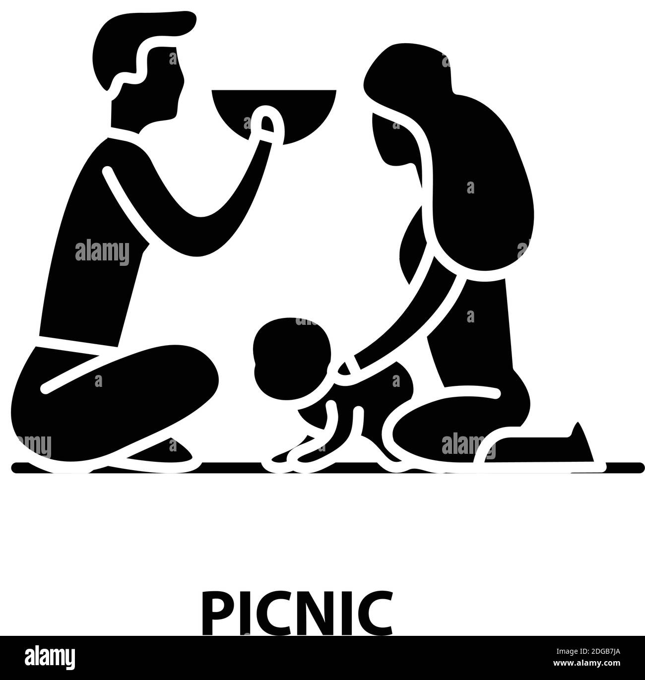 icona picnic, segno vettoriale nero con tratti modificabili, illustrazione del concetto Illustrazione Vettoriale