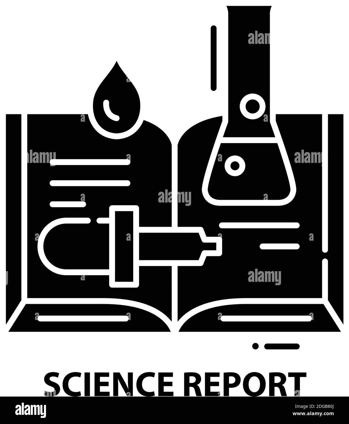 icona del referto scientifico, segno vettoriale nero con tratti modificabili, illustrazione del concetto Illustrazione Vettoriale