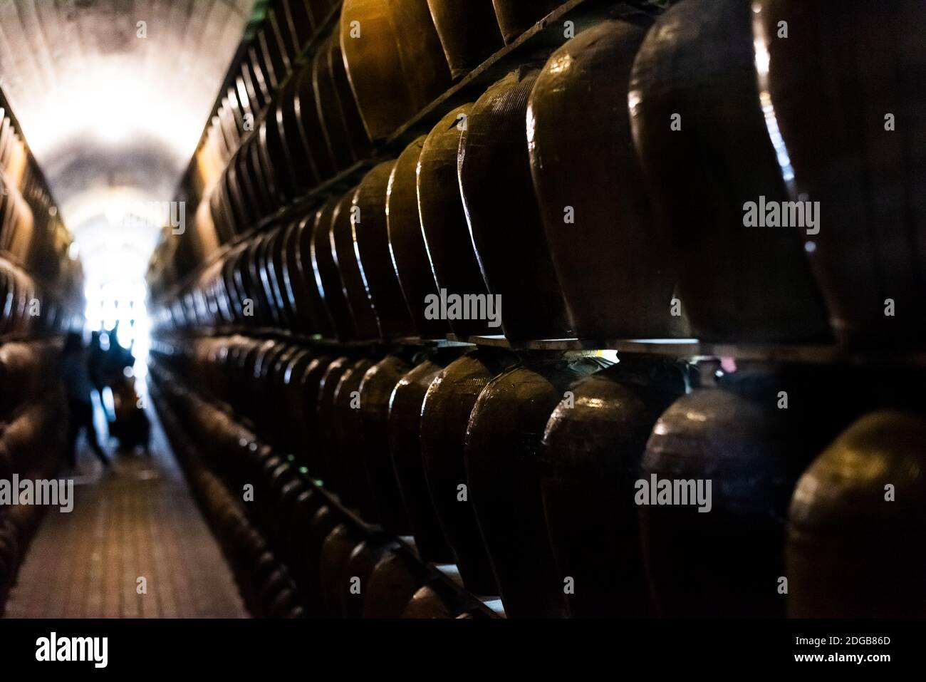 File di bevande alcoliche fermentate Foto Stock