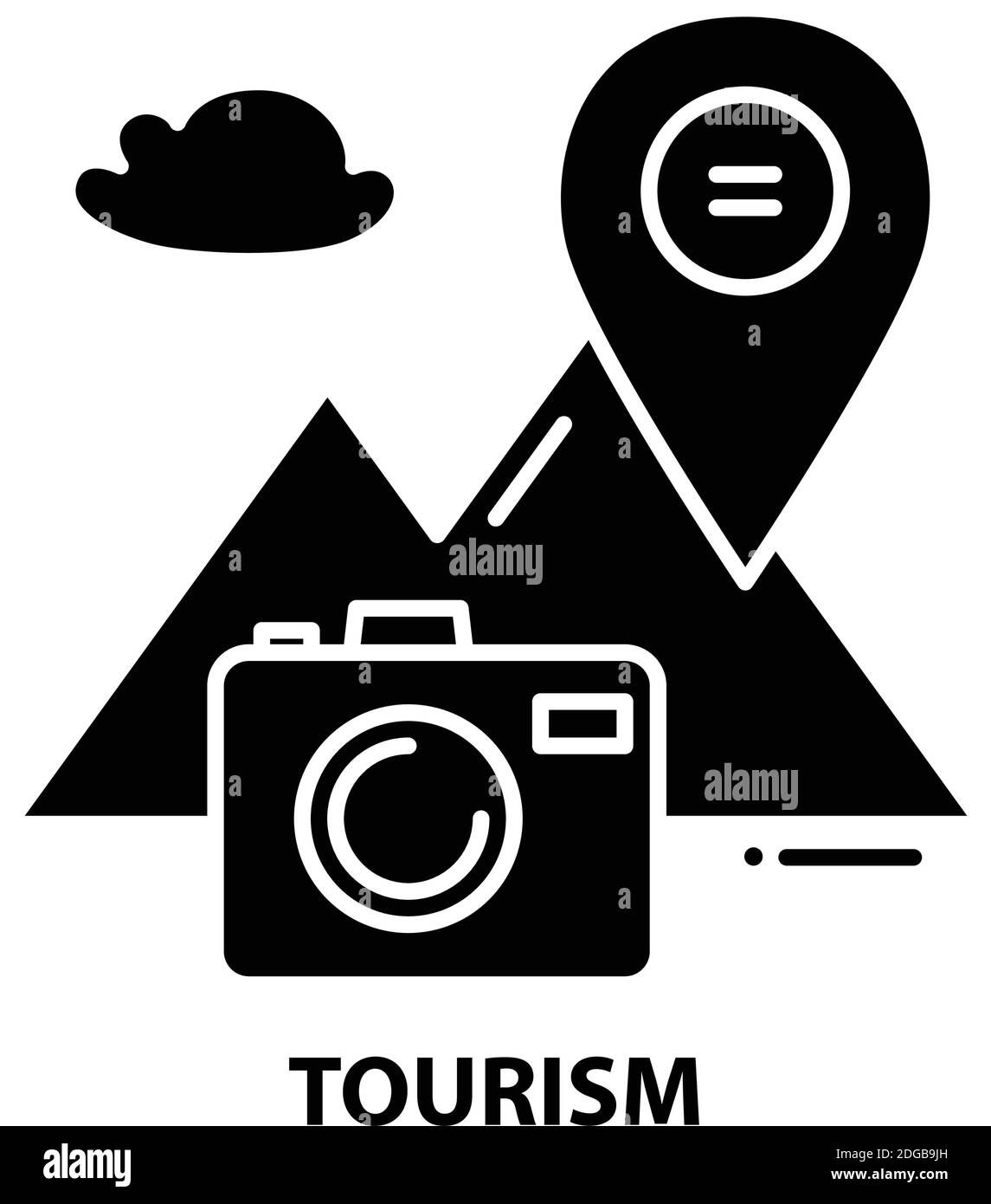 icona turismo, segno vettoriale nero con tratti modificabili, illustrazione del concetto Illustrazione Vettoriale