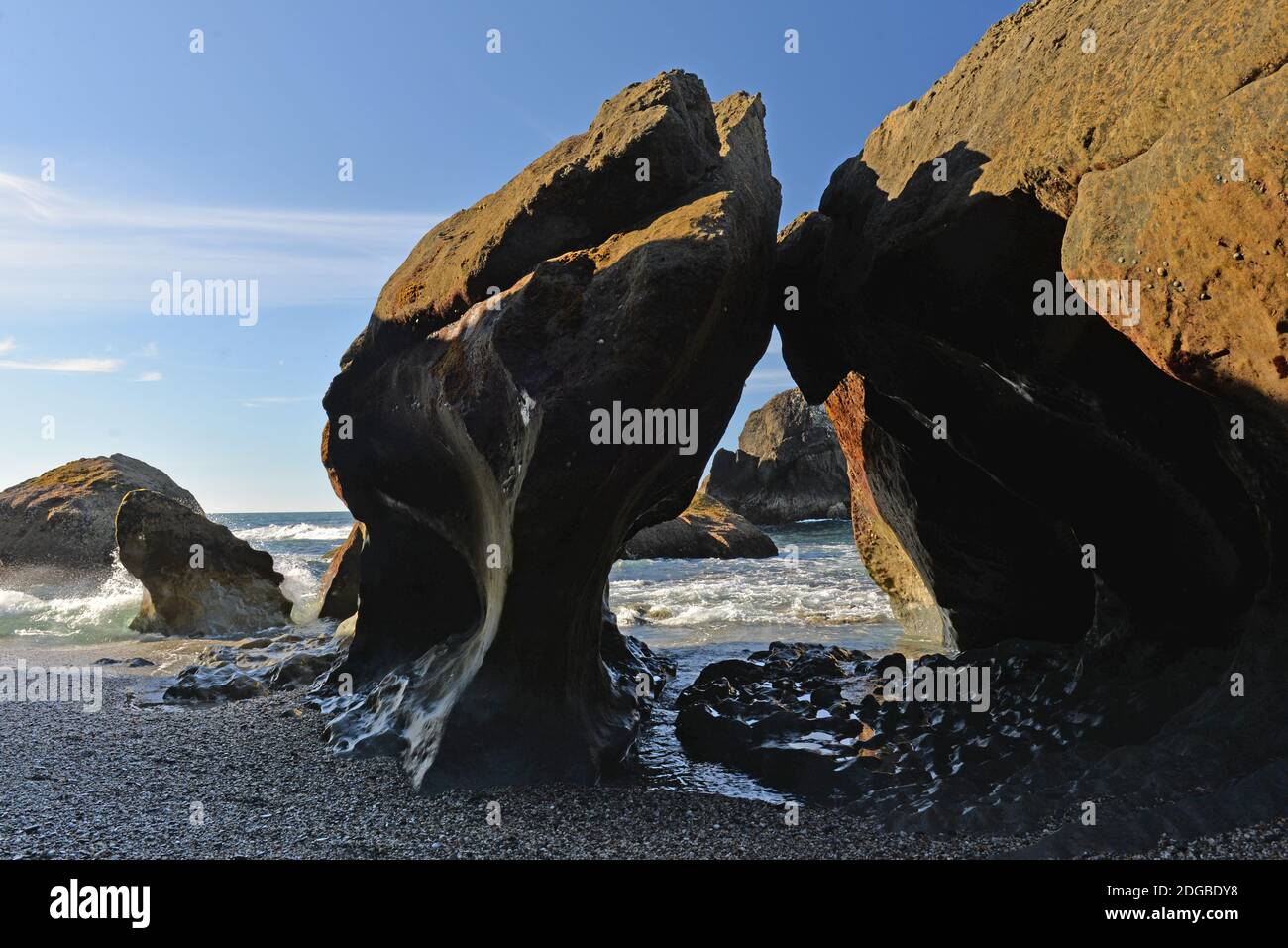 Formazioni rocciose su Monro Beach Nuova Zelanda Foto Stock