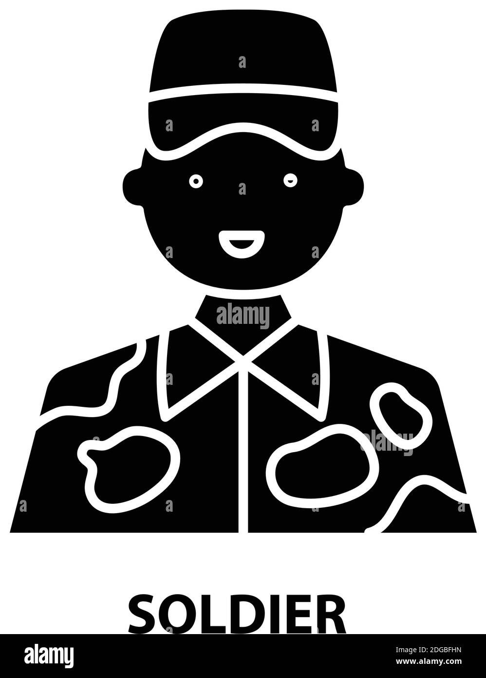 icona soldier, segno vettoriale nero con tratti modificabili, illustrazione concettuale Illustrazione Vettoriale