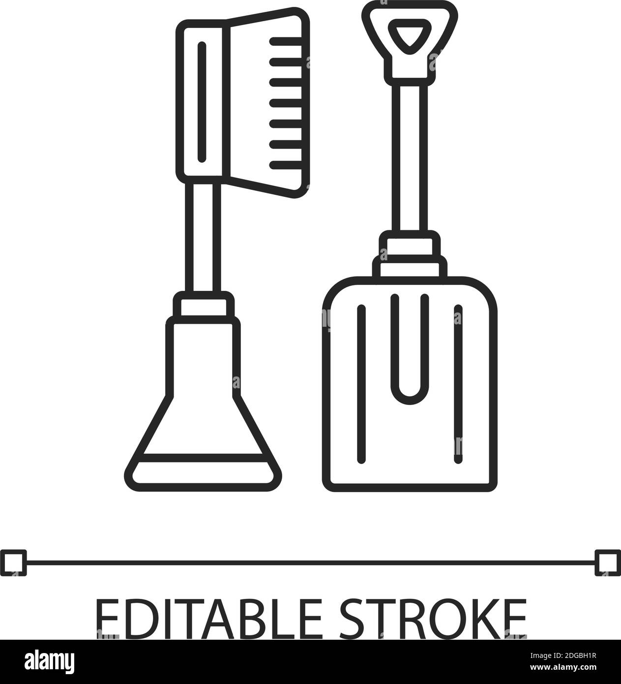 Icona lineare degli attrezzi per la rimozione della neve Illustrazione Vettoriale