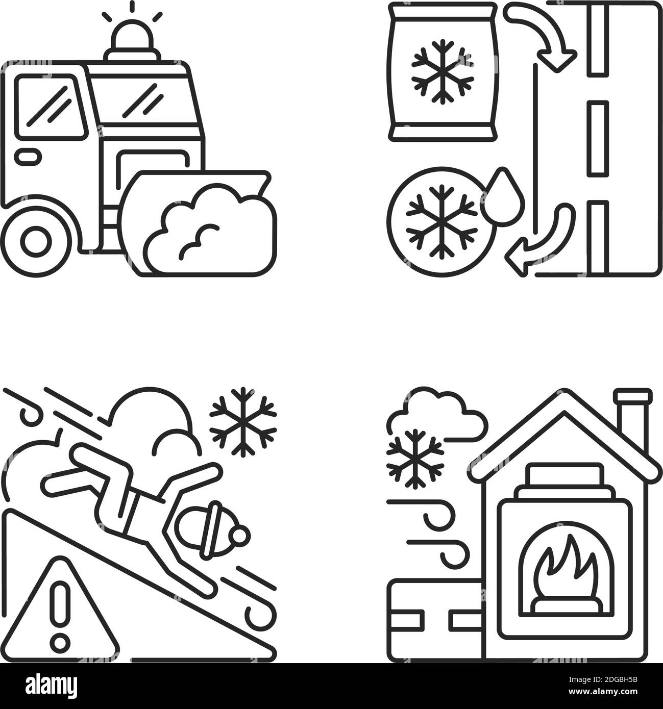 Set di icone lineari dei servizi di eliminazione del ghiaccio Illustrazione Vettoriale