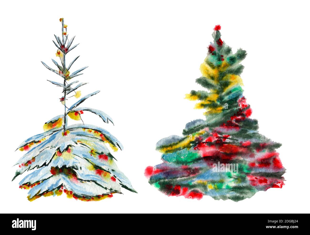 Alberi di Natale nella neve Foto Stock