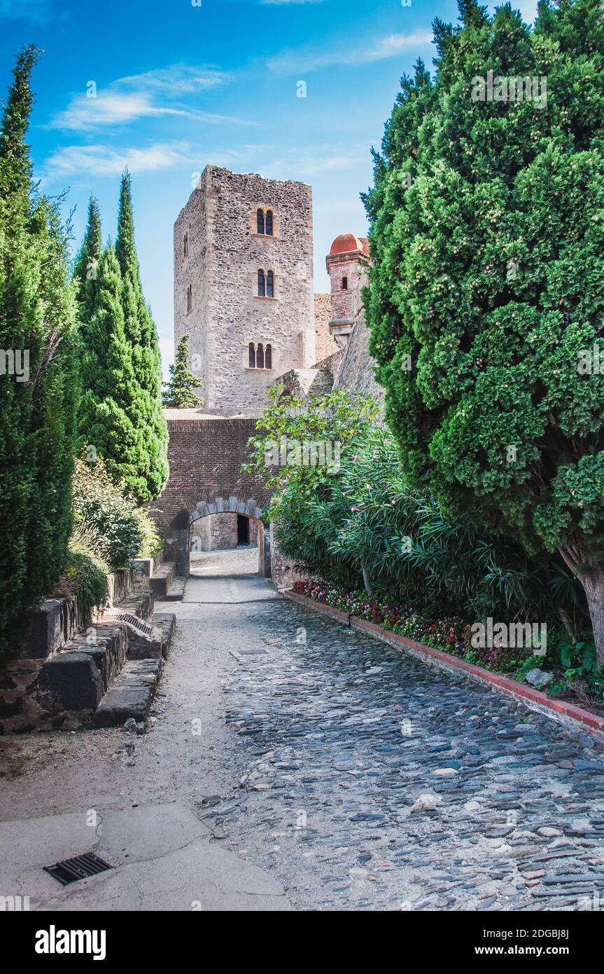Castello reale Collioure nei Pirenei Orientali, Francia Foto Stock