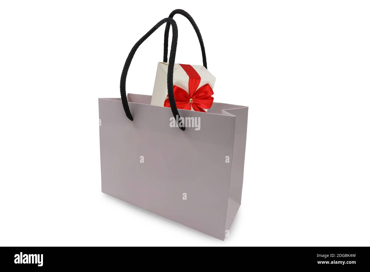 regalo in borsa isolato su sfondo bianco Foto Stock