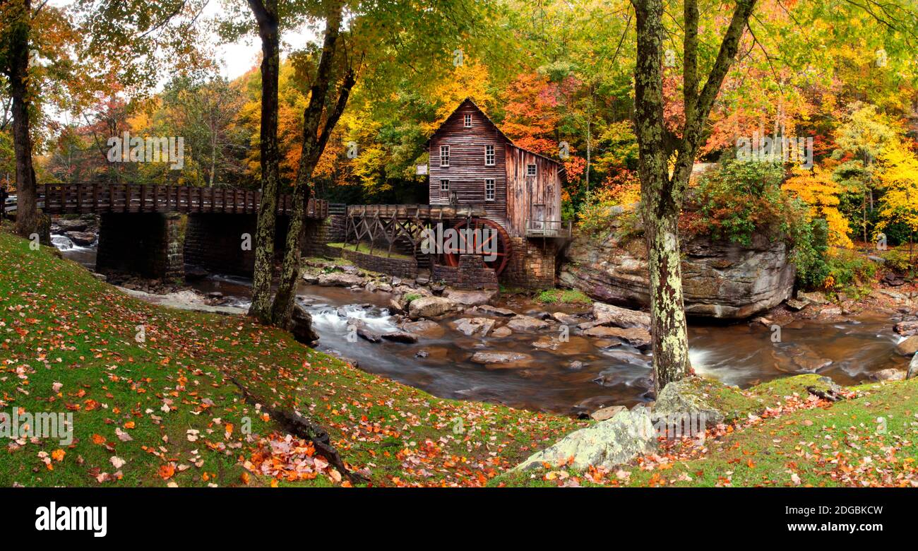 Glade Creek Grist Mill, Babcock state Park, Fayette County, West Virginia, Stati Uniti Foto Stock