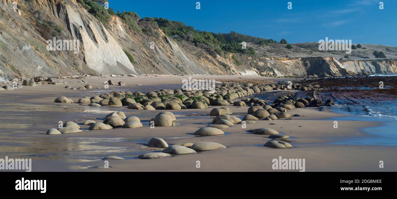 Vista della Bowling Ball Beach, Schooner Gulch state Beach, Mendocino County, California, Stati Uniti Foto Stock