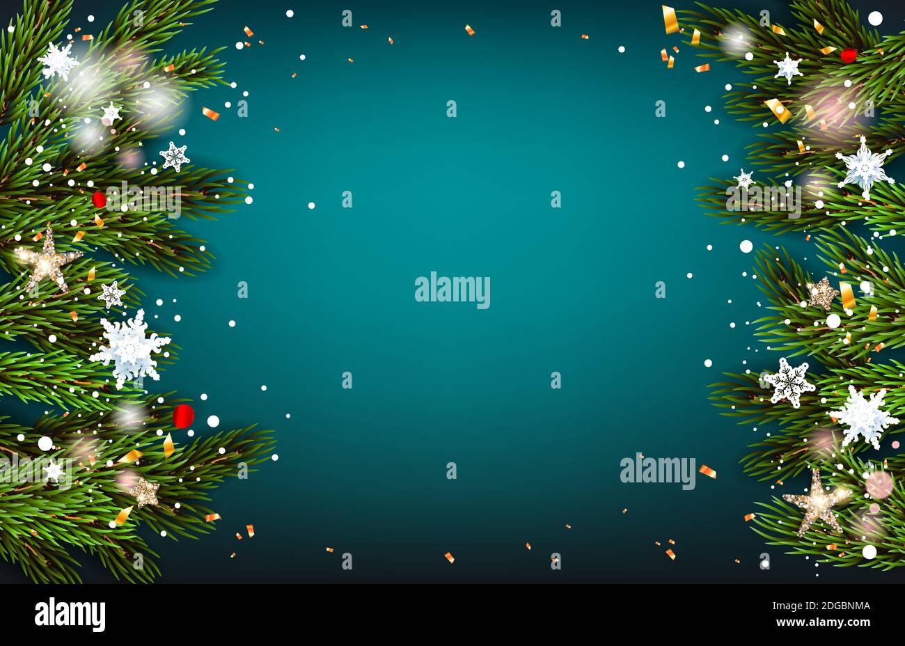 Fiocchi di neve d'inverno, stelle, finte d'oro Illustrazione Vettoriale