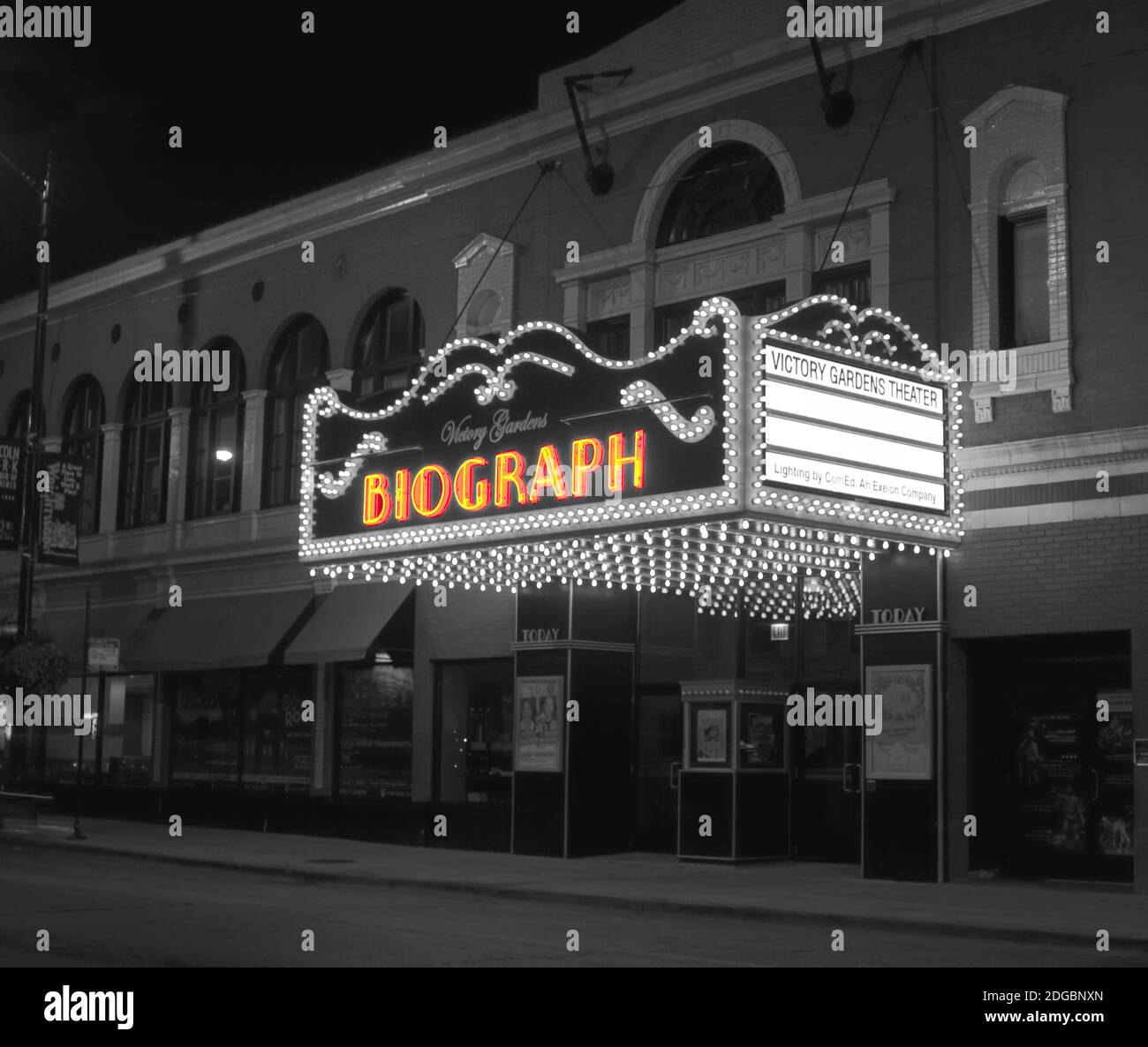Facciata del Biograph Theatre, Lincoln Avenue, Chicago, Illinois, Stati Uniti Foto Stock