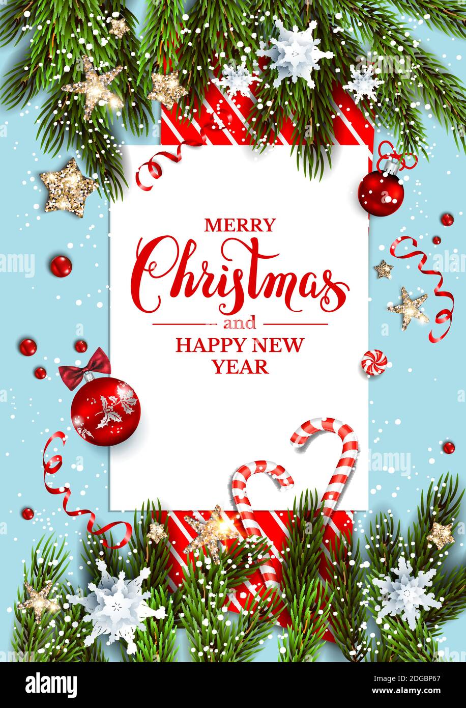 Scheda di Natale con abete rami Illustrazione Vettoriale