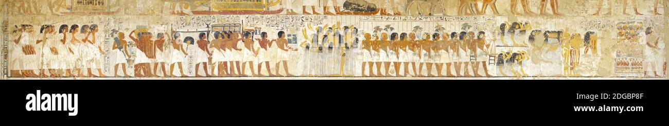 Geroglifici egizi sul muro, Tomba di Ramses VI, Tebe, Luxor, Egitto Foto Stock