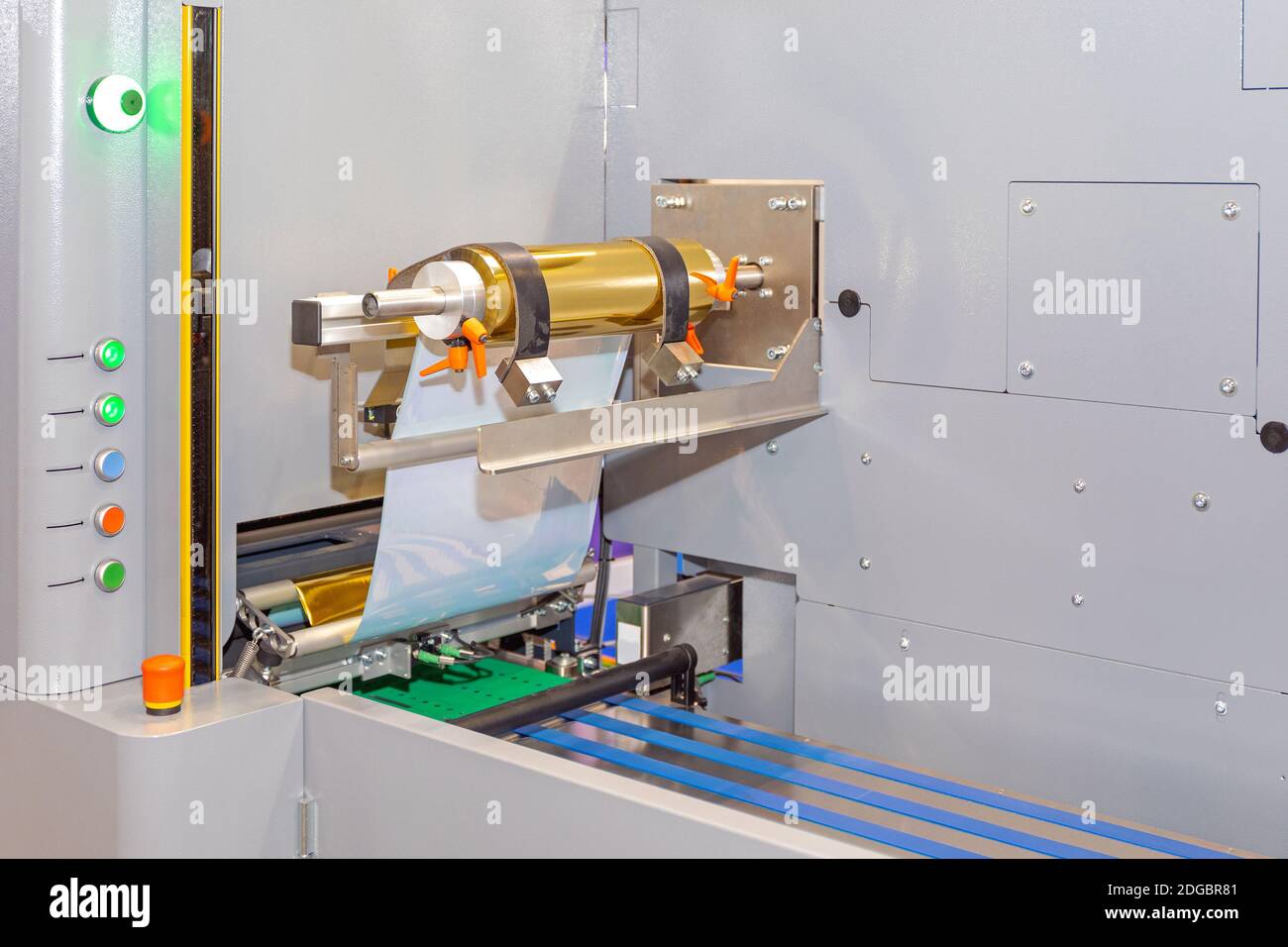 Macchina per la stampa a goffratura di lettere con lamina d'oro a caldo commerciale Foto Stock