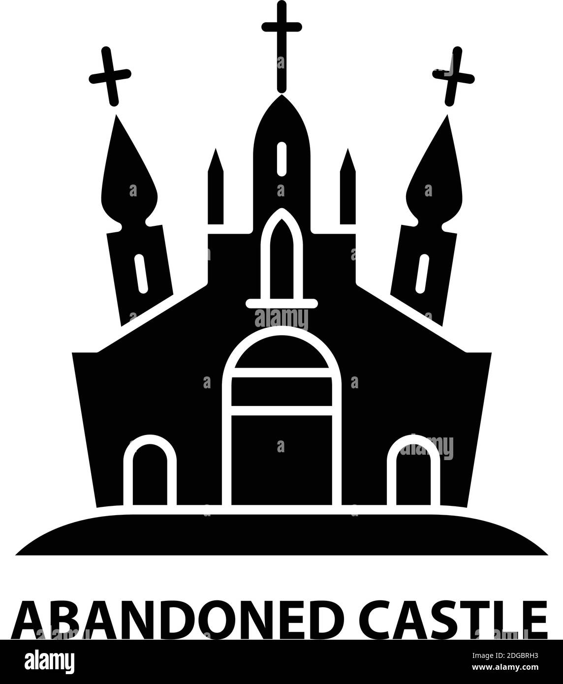 icona del castello abbandonata, segno vettoriale nero con tratti modificabili, illustrazione concettuale Illustrazione Vettoriale
