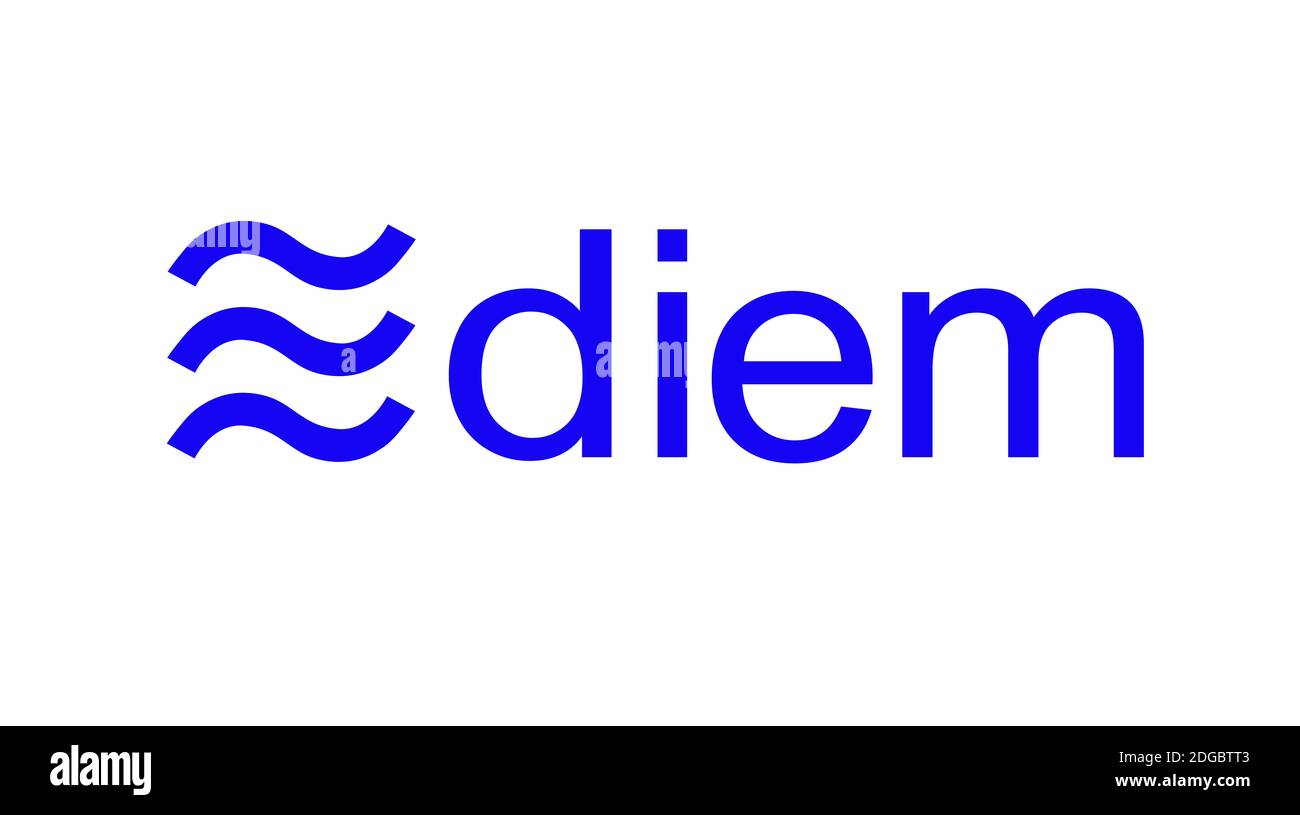 Diem criptovaluta virtuale moneta elettronica simbolo. Illustrazione Foto Stock