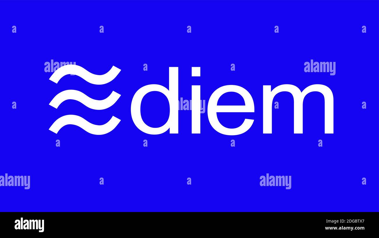 Diem criptovaluta virtuale moneta elettronica simbolo. Illustrazione. Foto Stock