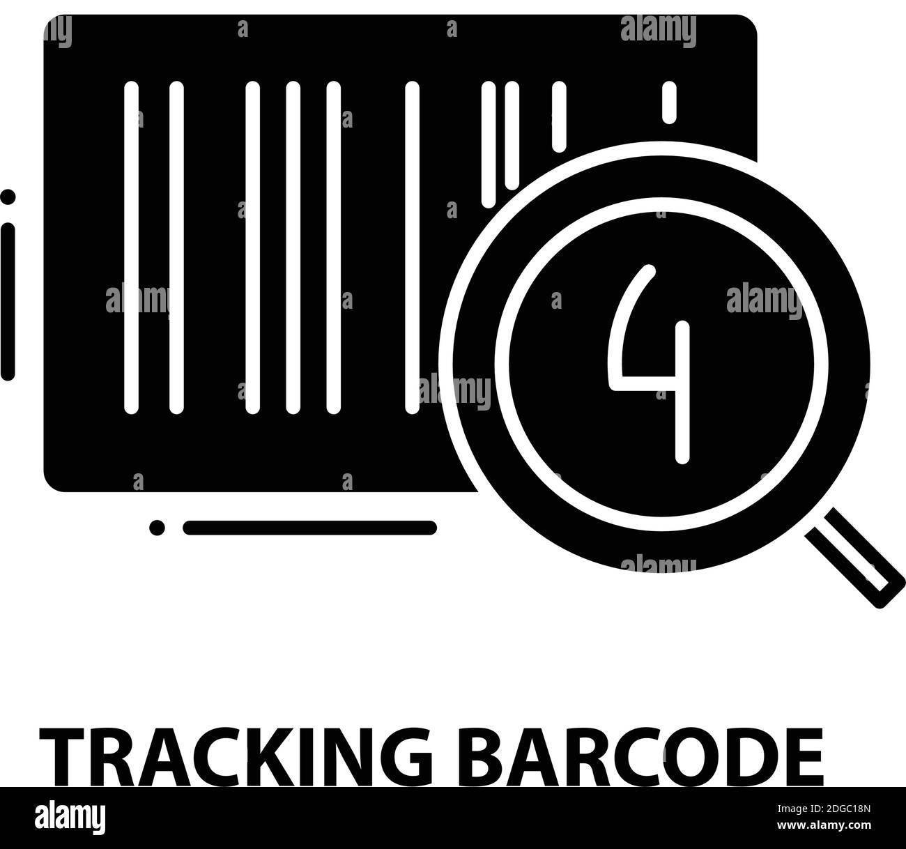 icona del codice a barre di tracciamento, segno vettoriale nero con tratti modificabili, illustrazione concettuale Illustrazione Vettoriale
